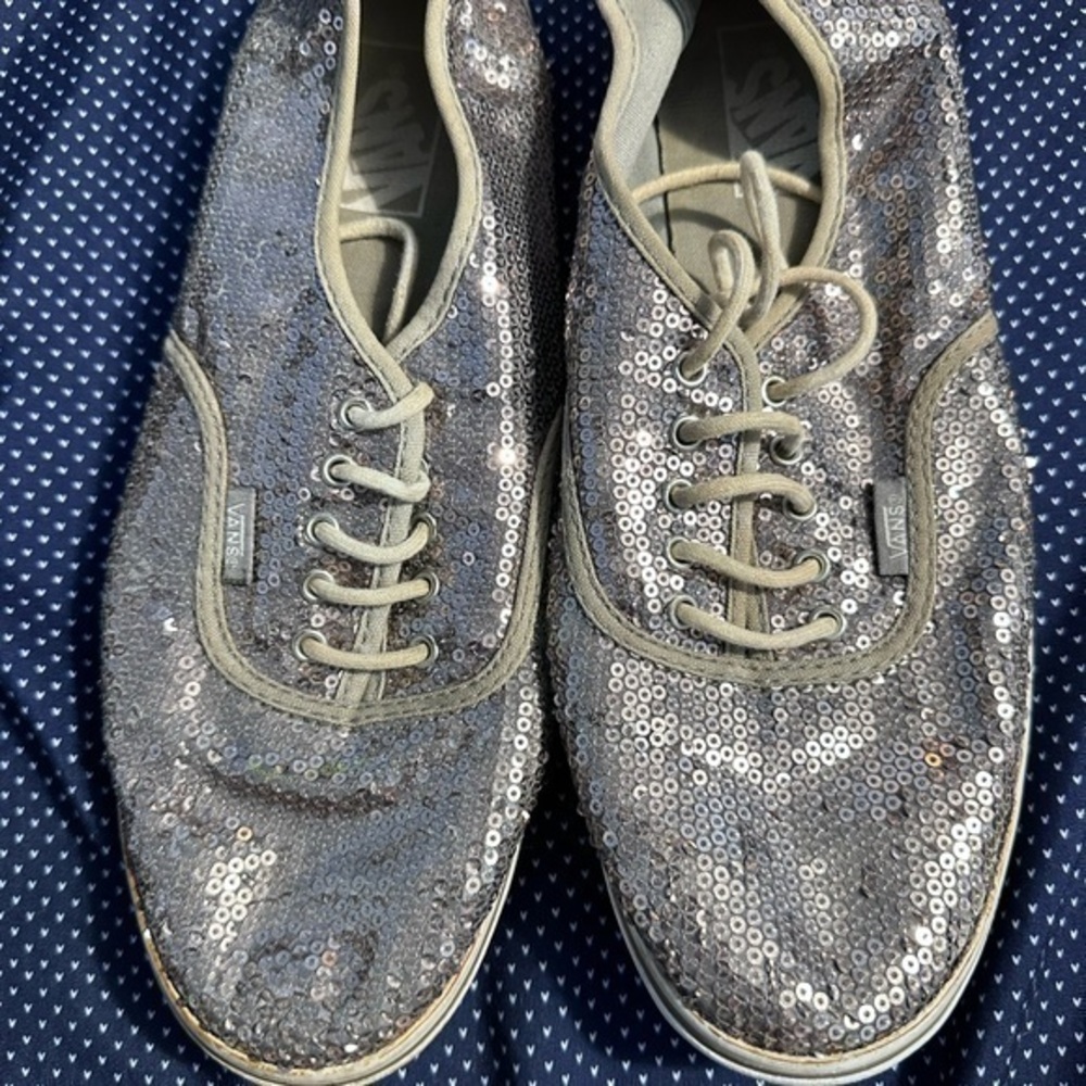Vans Silver Sneakers with Shimmery Canvas
